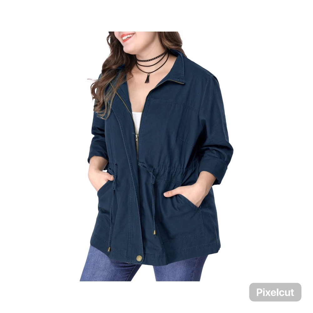 NWOT Agnes Orinda Size 1X Women's Navy Utility Jacket